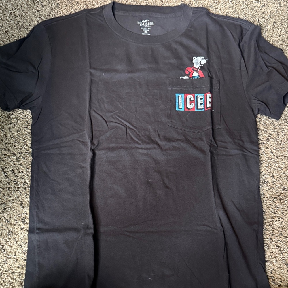 Icee Black Tee with Graphic Pocket